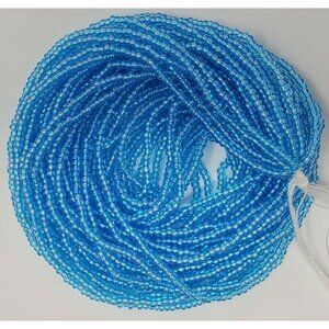 Czech Glass Seed Bead 11/0 Iridescent Light Blue Hank of 12 Strands VTG